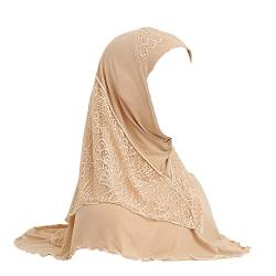 JDYaoYing Muslimischer Hijab-Kopftuch, Spitze, Kopftuch, islamischer Turban, Schal, Schal, beige, One size von JDYaoYing