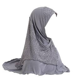 JDYaoYing Muslimischer Hijab-Kopftuch, Spitze, Kopftuch, islamischer Turban, Schal, Schal, grau, One size von JDYaoYing
