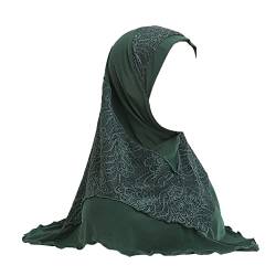 JDYaoYing Muslimischer Hijab-Kopftuch, Spitze, Kopftuch, islamischer Turban, Schal, Schal, grün, One size von JDYaoYing