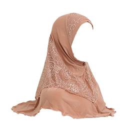 JDYaoYing Muslimischer Hijab-Kopftuch, Spitze, Kopftuch, islamischer Turban, Schal, Schal, khaki, One size von JDYaoYing