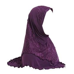 JDYaoYing Muslimischer Hijab-Kopftuch, Spitze, Kopftuch, islamischer Turban, Schal, Schal, violett, One size von JDYaoYing