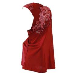 JDYaoYing Turban mit floralem muslimischem Schal Hijab Schal Kopftuch Schals für Damen Mütze, Wein, Einheitsgröße von JDYaoYing