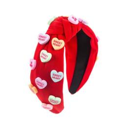 JDYaoYing Valentinstag-Stirnbänder, Zubehör für Frauen, Schweißherz, Liebe, Stirnband, geknotetes Stirnband, breiter Knoten-Kopfband von JDYaoYing