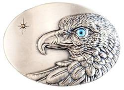 JEAN'S FRIEND New Vintage Silver Plated Oval Sun Eagle Belt Buckle Gürtelschnallen (Blue Eye) von JEAN'S FRIEND