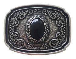 Vintage Silver Plated Nature Black Obsidian Stone Belt Buckle Gürtelschnallen von JEAN'S FRIEND