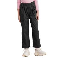 JEATHA Mädchen Baggy Cargohose Elastische Taille Cargo Hose Baumwolle Sporthose Jogginghose Beiläufige Lose Traininghose Freizeithose Schwarz 158-164 von JEATHA