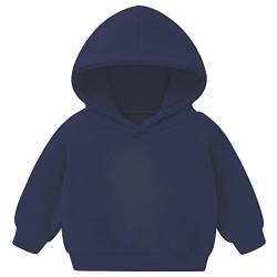 JEATHA Mädchen Hoodie Kinder Kapuzenpullover Langarm Sweatshirt Pullover Top mit Kapuze Sport Jumper Einfarbig Kapzuenshirt Pulli Frühling Winter Oberkleidung Dunkelblau 98-104 von JEATHA