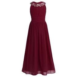 JEATHA Mädchen Kinder Chiffon Ballkleid Abendkleid Tüllkleid Hochzeit Kleid Prinzessin Kleider Erstkommunion Kleid Prinzessin Maxikleid Elegant Langes Cocktailkleid Burgundy 164 von JEATHA