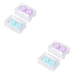 JECOMPRIS 4 Stück Mini-Behälter für farbige Kontaktlinsen Kontaktlinsenbehälter-Kit Kontaktlinsenbehälter im Taschenformat Augenfall Objektivbehälter Linsenhalter niedlich Spiegelkasten von JECOMPRIS