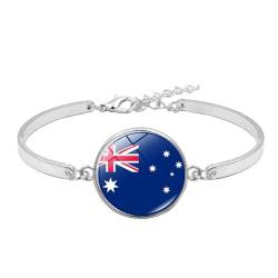 Armband Mit Australischer Flagge – Runder Zeit-Edelstein, Handgefertigtes Armband Für Damen, Modisch, Personalisierbar, Verstellbarer Armreif, Patriotischer Schmuck, Geschenkzubehör, Wie Abgebild von JEDTAKCT