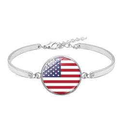 Armband Mit Usa-Flagge Für Damen – Zeit-Edelstein-Handgelenk, Handgefertigtes Armband, Modisch, Personalisierbar, Verstellbarer Armreif, Patriotischer Schmuck, Geschenk Für Freunde, Wie Abgebilde von JEDTAKCT