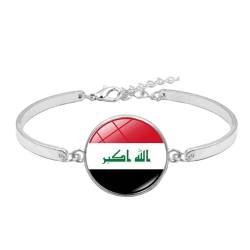 Irak-Nationalflaggen-Armband Für Männer Und Frauen – Handgefertigtes Zeit-Edelstein-Handgelenk-Armband, Country-Stolz-Armband, Verstellbarer Armreif, Patriotischer Schmuck, Geschenk, Wie Abgebild von JEDTAKCT