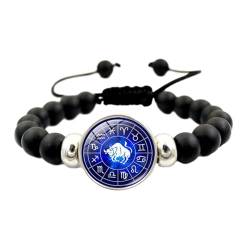 JEDTAKCT 12 Sternzeichen-Armband – 12 Sternbilder, Schwarze Perlen, Verstellbares Kordelzug-Armband, Studentenpaar, Geburtstagsgeschenk, Personalisierter Armband-Schmuck, 18 Cm + 5 Cm von JEDTAKCT