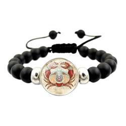 JEDTAKCT 12 Sternzeichen-Zeit-Edelstein-Armband – Zwölf Sternbilder, Handgefertigtes Schwarzes Perlenarmband, Schmuck, Geschenk, Charms, Verstellbares Hip-Hop-Handgelenk-Armband, 17 Cm + 5 Cm von JEDTAKCT