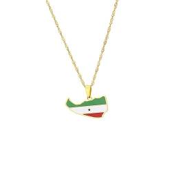 JEDTAKCT Somaliland-Karten-Anhänger-Halsketten – Ethnische Geometrische Hip-Hop-Landkarten-Halskette, Für Damen/Herren, Charm-Schmuck, Schlüsselbeinkette, Pullover-Kette, Gelb, 60 Cm von JEDTAKCT