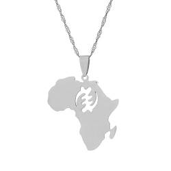 Karte Afrikanischer Anhänger-Halsketten – Einfache Hohle Symbole, Ethnische Hip-Hop-Karten, Charm-Anhänger-Halskette, Für Damen Und Herren, Schlüsselbeinkette, Pullover, Dünne Kette, Schmuck, von JEDTAKCT