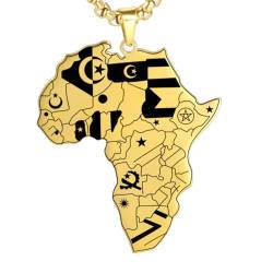 Kontinentale Plattenkarte Des Afrikanischen Landes, Klassisches Gravurdesign, Personalisierte Modische Schlüsselbeinkette, Einfache Und Vielseitige Pulloverkette, Halskettenschmuck Für Männer Und von JEDTAKCT