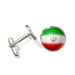 Manschettenknöpfe mit Iran-Flagge – Original, 1,6 cm, Neuheit, patriotische Flagge, runde patriotische Manschettenknöpfe, Weltflaggen, Zeit-Edelstein-Manschettenknöpfe, Schmuck, Hemd-Accessoire von JEDTAKCT