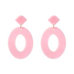 Modische Lange Acryl-Ohrringe – Sommer-Oval-Anhänger-Ohrringe, Handgefertigte Geometrische Harz-Ohrringe, Exquisiter Schmuck, Vintage-Ohrringe, Geschenke Für Frauen, Rosa, Einheitsgröße von JEDTAKCT