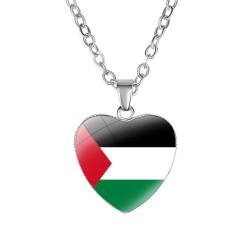 Muster Der Palästinensischen Flagge, Pfirsichfarbener Herzförmiger Anhänger, Personalisierte Modische Schlüsselbeinkette, Einfache Und Vielseitige Pulloverkette, Halskettenschmuck Für Männer Un von JEDTAKCT