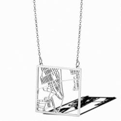 New York City Map Halskette In Den Vereinigten Staaten. Das Quadratische Hohle Design Unterstreicht Die Nationale Kultur. Die Kette Ist Nicht Verstellbar Und Kann Sowohl Von Männern Als Auch Von Fra von JEDTAKCT