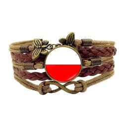 Polen Mehrschichtiges Lederarmband – Nationalflaggen-Zeit-Edelstein-Geflochtenes Armband Für Männer Und Frauen, Vintage-Hip-Hop-Armband Mit Schmetterlingssymbol, Patriotischer Schmuck, Braun, Ein von JEDTAKCT