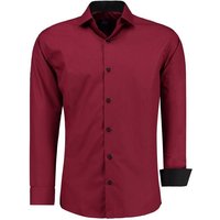 JEEL Businesshemd JH12105 Slim Fit Langarm Herren Hemd mit farblich abgesetzten Elementen, Langarm Kentkragen Uni von JEEL