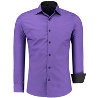 JEEL Businesshemd JH12105 Slim Fit Langarm Herren Hemd mit farblich abgesetzten Elementen, Langarm Kentkragen Uni von JEEL
