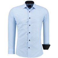 JEEL Businesshemd JH12105 Slim Fit Langarm Herren Hemd mit farblich abgesetzten Elementen, Langarm Kentkragen Uni von JEEL