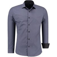 JEEL Businesshemd JH12105 Slim Fit Langarm Herren Hemd mit farblich abgesetzten Elementen, Langarm Kentkragen Uni von JEEL