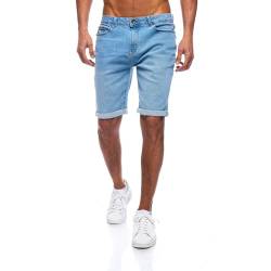 JEEL Herren Kurze Hosen - Slim-Fit Jeans-Shorts - 5-Pocket-Style - Stretch Herren-Shorts - Kurze Hose für Männer - Basic Washed - 2-Hellblau - 31W von JEEL