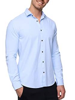 JEFF Herren Earman Hemd mit Brust-Tasche aus Baumwolle | Herrenhemd für Männer Sky Way XL von JEFF