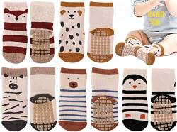 5 Paar Baby Socken,Anti Rutsch Socken für Mädchen Jungen,Stoppersocken Kinder Antirutsch Socken,Kleinkinder Warme Dicke Thermosocken,ABS Rutschfeste Winter Baumwolle Socken (6-12 Monate (5 Farben)) von JEFFOUOO