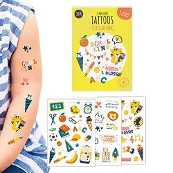 Kindertattoo Schulanfang, 3 Bögen Tattoo , Geschenkidee Schultüte, Geschenke Schulanfang, Mitgebsel Schulanfang, Aufkleber Kinder, Mal Mich Bunt von JEKA