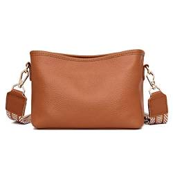 JEKAVA Damen Crossbody Bag mit Breiter Gurt Umhängetasche Weich Leder Handtasche Kleine Quadratische Tasche Moderne Taschen für Frauen (Braun) von JEKAVA