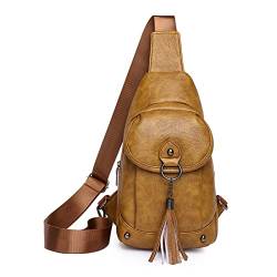 JEKAVA Damen Sling Bag Klein Brusttasche Leder Schultertaschen Handy Umhängetasche Crossbag Umhängen Wasserdicht Geldbörse Mini Bag für Outdoorsport, Wandern, Radfahren, Bergsteigen, Reisen (A-gelb) von JEKAVA