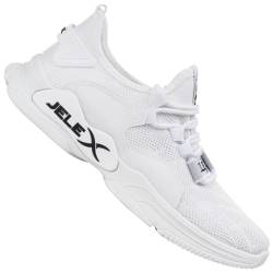 JELEX Performance Herren Sneaker in grau/schwarz. Atmungsaktive Sportschuhe mit Mesh-Obermaterial und Rutschfester Sohle. (Weiß, EU Schuhgrößensystem, Erwachsene, Numerisch, M, 41) von JELEX