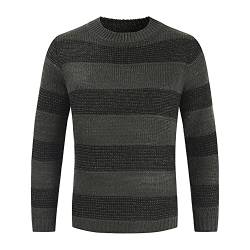 JELLYB Strickwaren Herren Klassisch Mode Rundhals Regulär Stretch Herren Pullover Herbst Winter Farbabstimmung Gestreift Männer Sweater Täglich Weich Komfortabel Herren Base Langarm von JELLYB