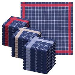 JEMIDI Taschentücher aus Baumwolle - 24x Stofftaschentücher im Set - Taschentuch aus Stoff für Herren - Herrentaschentücher wiederverwendbar - versch. Farben von JEMIDI