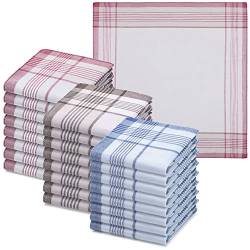 JEMIDI Taschentücher aus Baumwolle - 24x Stofftaschentücher im Set - Taschentuch aus Stoff für Herren - Herrentaschentücher wiederverwendbar - versch. Farben von JEMIDI