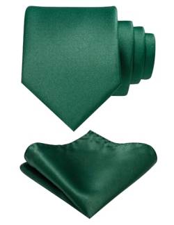 JEMYGINS Herren Krawatte mit Matte Oberfläche inklusive Einstecktuch Set in verschiedenen Farben Gras-Grün von JEMYGINS