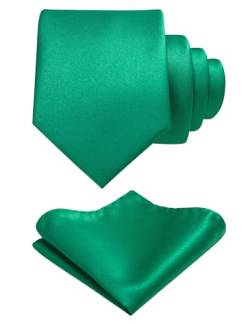 JEMYGINS Herren Krawatte mit Matte Oberfläche inklusive Einstecktuch Set in verschiedenen Farben Grün von JEMYGINS