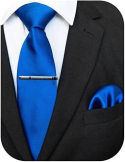 JEMYGINS Klassisch Formal Elegant Herren Seidenkrawatte Set-Krawatte & Einstecktuch Sets Blau 2 von JEMYGINS