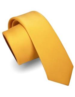 JEMYGINS Schmale Herren Matte Krawatte einfarbig in verschiedenen Farben 6cm Gelb von JEMYGINS