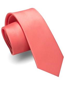 JEMYGINS Schmale Herren Matte Krawatte einfarbig in verschiedenen Farben 6cm Korallrot von JEMYGINS