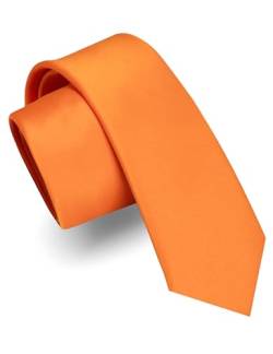 JEMYGINS Schmale Herren Matte Krawatte einfarbig in verschiedenen Farben 6cm Orange von JEMYGINS