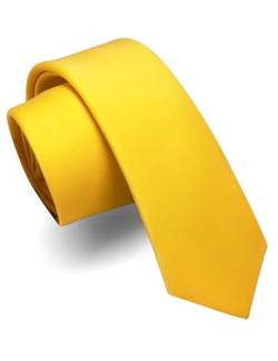 JEMYGINS Schmale Herren Matte Krawatte einfarbig in verschiedenen Farben 6cm helles Gelb von JEMYGINS