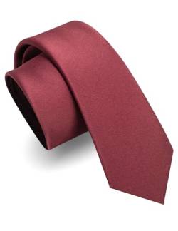 JEMYGINS Schmale Herren Matte Krawatte einfarbig in verschiedenen Farben 6cm kastanienbraunes Rot von JEMYGINS
