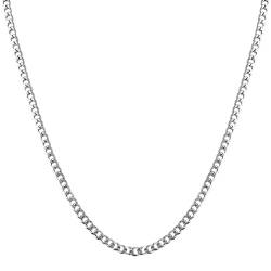 JENCVNL Silber Panzerkette für Herren, 3,5/5/6/7/8mm kubanische Gliederkette Edelstahl Silberkette Cuban Link Chain Hip-Hop Kette Halskette für Männer Jungen, Länge 46-66cm(Silber-3,5mm, 51cm) von JENCVNL