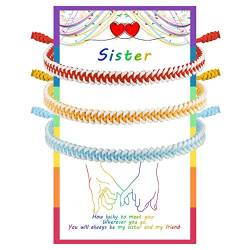JENDEAR SHINE 3 Pcs Passendes Armband für Schwestern, Geburtstagsgeschenk, Geflochtenes Seil, Freundschaftsarmband für Weibliche, Teenager, Mädchen, Beste Freunde von JENDEAR SHINE